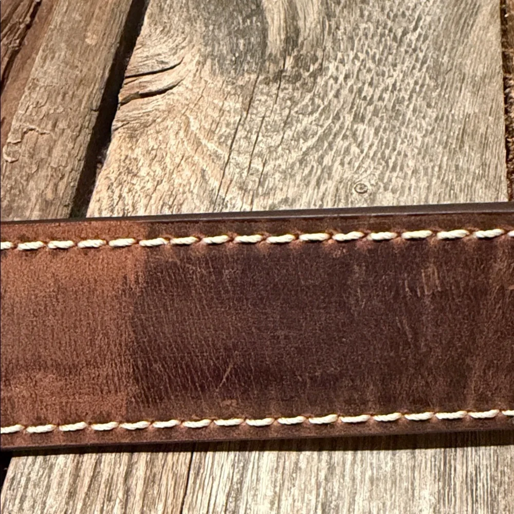 Ariat Brown Leather Belt with Ornate Silver Buckle - Picture 5 of 5